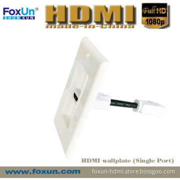 HDMI Wall Plate Single Port Adapter with Built-in Flexible Cables